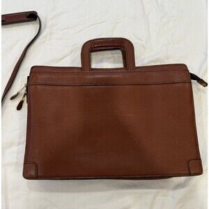 Samsonite Brown Leather Messenger Bag Laptop w/ Shoulder Strap 19” X 13”